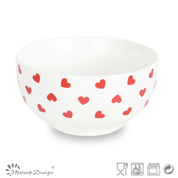 Decal Red Heart Design Nuevo hueso China Bowl